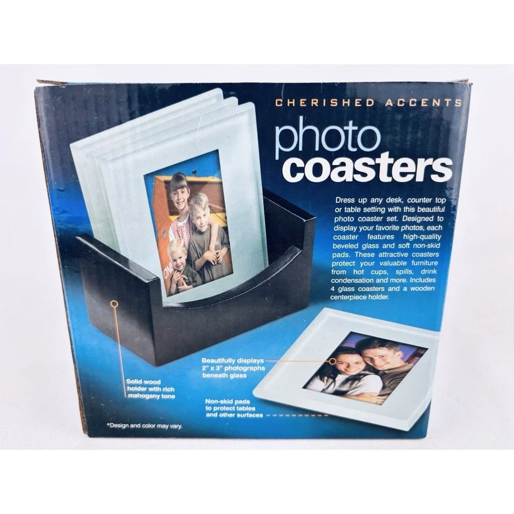 NEW Cherished Accents Photo Coasters Set‎ of 4 - Vintage